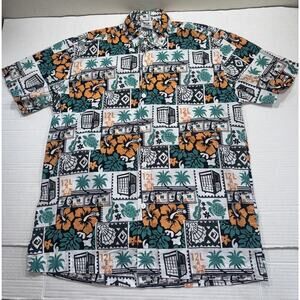 Rum Reggae Short Sleeve Lightweight Button Down Tropical Shirt Size S